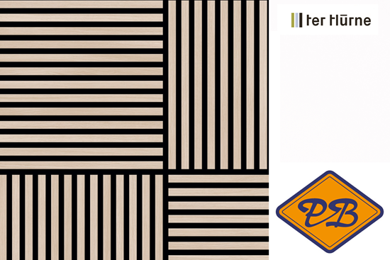 Afbeelding van Ter Hürne uniquedesign akoustiek 3D wand-en plafond vierkant paneel 1-zijdig edelgefineerd eiken Theems fineline wit naturel geolied 21mm