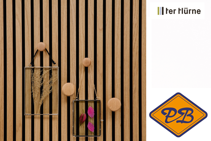 Afbeeldingen van Ter Hürne livingwall function houten knop Liv blank eiken (per set = 2 stuks rond 40mm + 2 stuks rond 60mm)