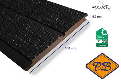 Afbeeldingen van woodritch eucalyptus hardhouten dubbel rabatdeel sydney 0180 zwart 9,5x300mm