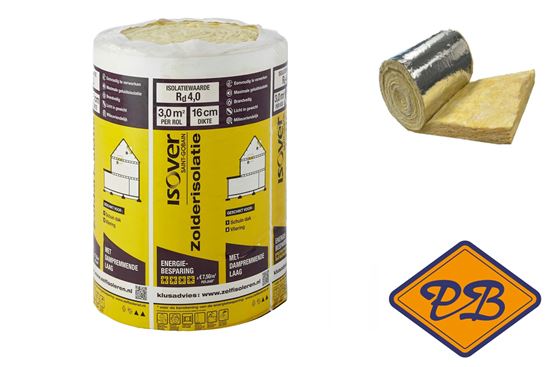 Afbeelding van Isover zolderisolatie glaswoldeken 160mmx500x60cm Rd: 4.0 (per rol=3,0m²)