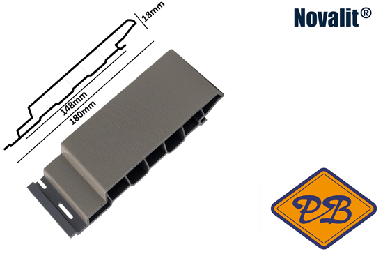 Afbeelding van Novalit outdoor® PVC rondkant hol sponningdeel *RAL 7039 kwartsgrijs 18mmx148mm