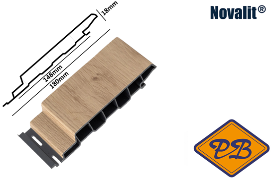 Afbeelding van Novalit outdoor® PVC rondkant hol sponningdeel Artisan Oak 18mmx148mm