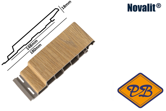 Afbeelding van Novalit outdoor® PVC rondkant hol sponningdeel Turner Oak 18mmx148mm