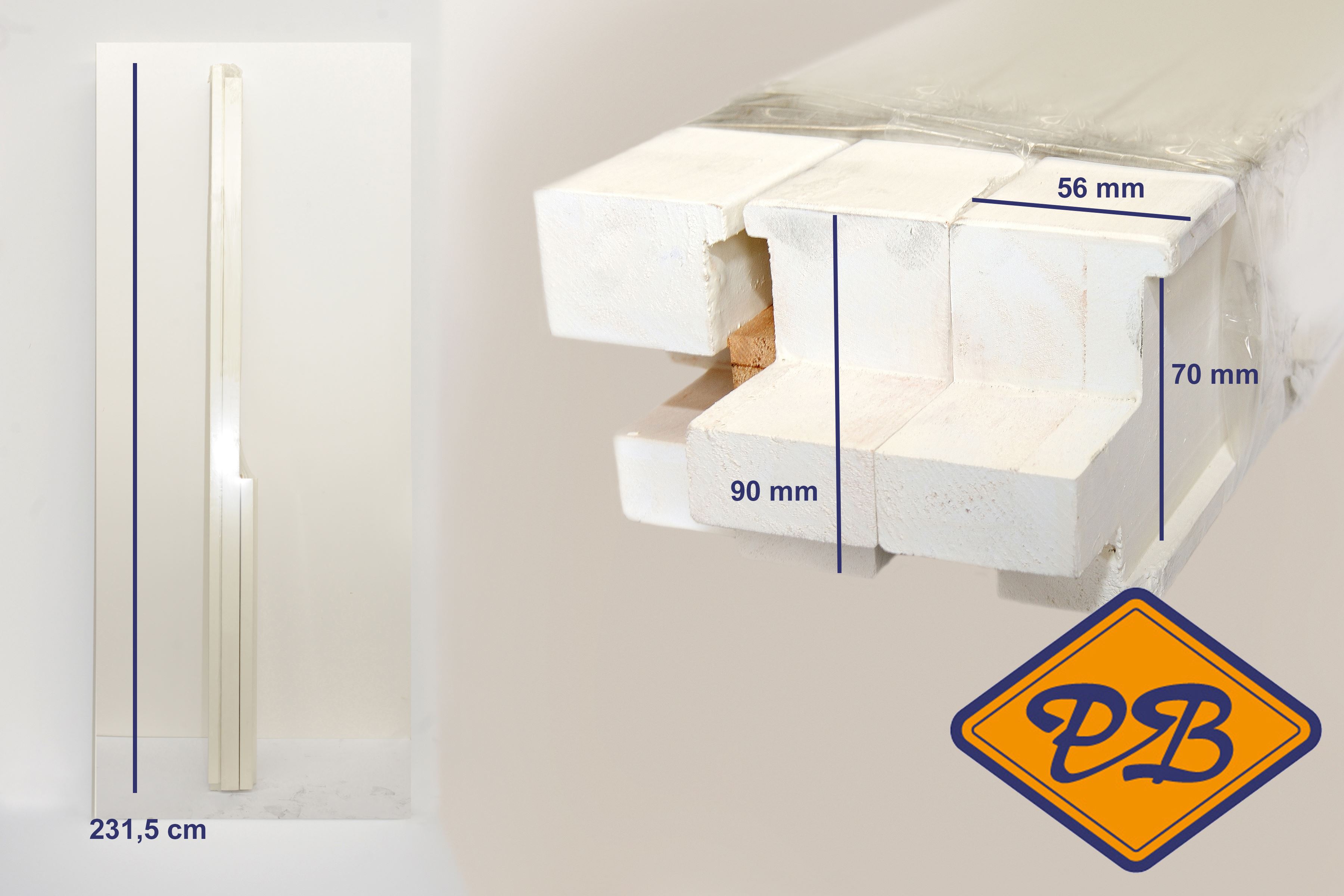 Afbeeldingen van hardhout binnendeurkozijn opdek gegrond 56x90mmx231,5cm