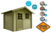 Afbeeldingen van Solid vuren blokhut 28mm S820-1 Saran autoclave verduurzaamd afmeting 298x198cm