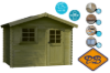 Afbeeldingen van Solid vuren blokhut 28mm S877-1 Sologne autoclave verduurzaamd afmeting 298x298cm