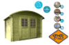 Afbeeldingen van Solid vuren blokhut 28mm S844-1 Dainville I autoclave verduurzaamd afmeting 298x238cm