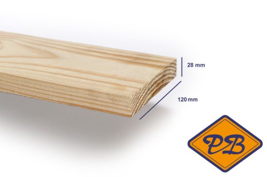 Afbeeldingen van vurenhout klasse C geschaafd rechte hoek 28x120mm