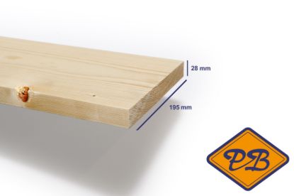 Afbeeldingen van vurenhout klasse C geschaafd rechte hoek 28x195mm