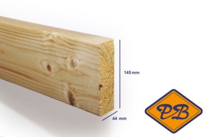 Afbeeldingen van vurenhout klasse C. balk geschaafd ronde hoek 44x145mm
