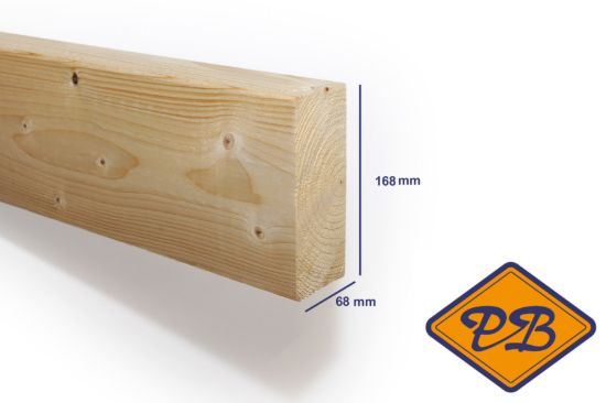 Afbeeldingen van vurenhout klasse C. balk geschaafd ronde hoek 68x168mm