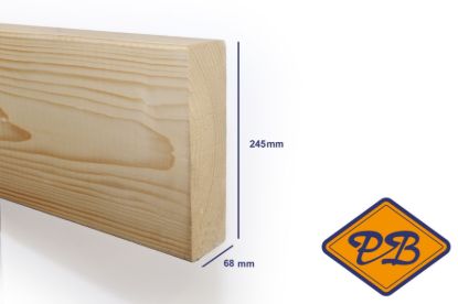 Afbeeldingen van vurenhout klasse C.balk geschaafd ronde hoek 68x245mm