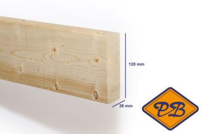 Afbeeldingen van vurenhout SLS klasse C balk geschaafd 38x120mm