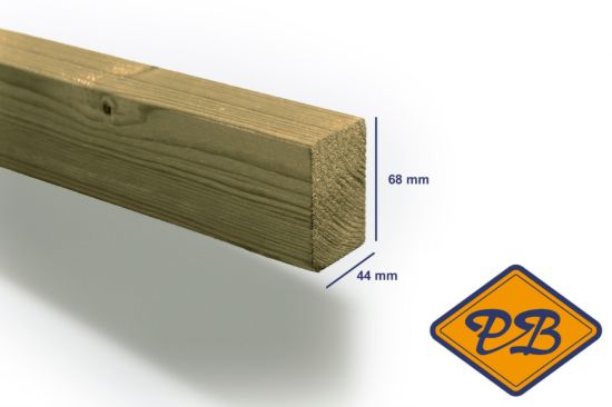 Afbeeldingen van vuren klasse C onderligger geschaafd ronde hoek verduurzaamd 44x68mm