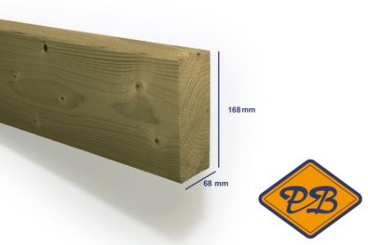 Afbeeldingen van vuren klasse C. balkhout geschaafd ronde hoek verduurzaamd 68x168mm