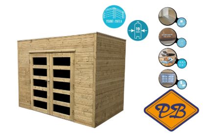 Afbeeldingen van Solid vuren blokhut 19mm S8731-1 Capri autoclave verduurzaamd afmeting 298,8x198,8cm