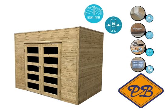 Afbeeldingen van Solid vuren blokhut 19mm S8731-1 Capri autoclave verduurzaamd afmeting 298,8x198,8cm