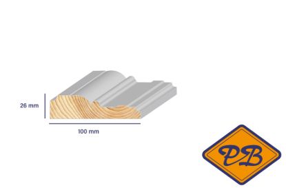 Afbeeldingen van Ztyl grenen ruiterlijst wit gegrond 26x100mm