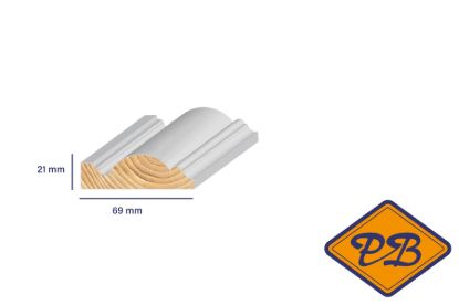 Afbeeldingen van Ztyl grenen lambrilijst wit gegrond 21x69mm