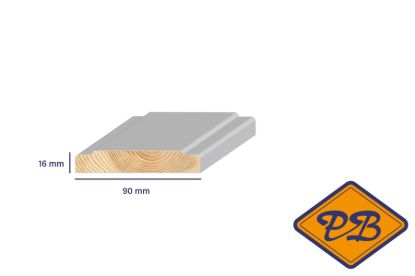 Afbeeldingen van Ztyl grenen belegstuk wit gegrond 16x90mm