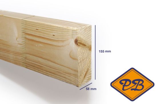 Afbeeldingen van vurenhout klasse C. balk geschaafd ronde hoek gevingerlast lang 690cm