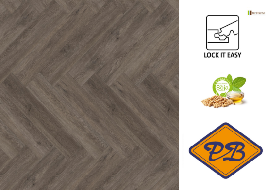 Afbeeldingen van Ter Hürne PERFORM SPC vinyl lock it easy visgraat strook eiken Canberra 6mmx14,5x74,3cm (per pak van 10 stuks universeel=1,07m²)