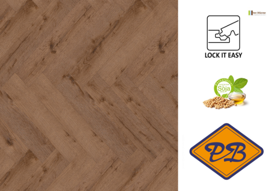 Afbeeldingen van Ter Hürne PERFORM SPC vinyl lock it easy visgraat strook eiken Washington 6mmx14,5x74,3cm (per pak van 10 stuks universeel=1,07m²)