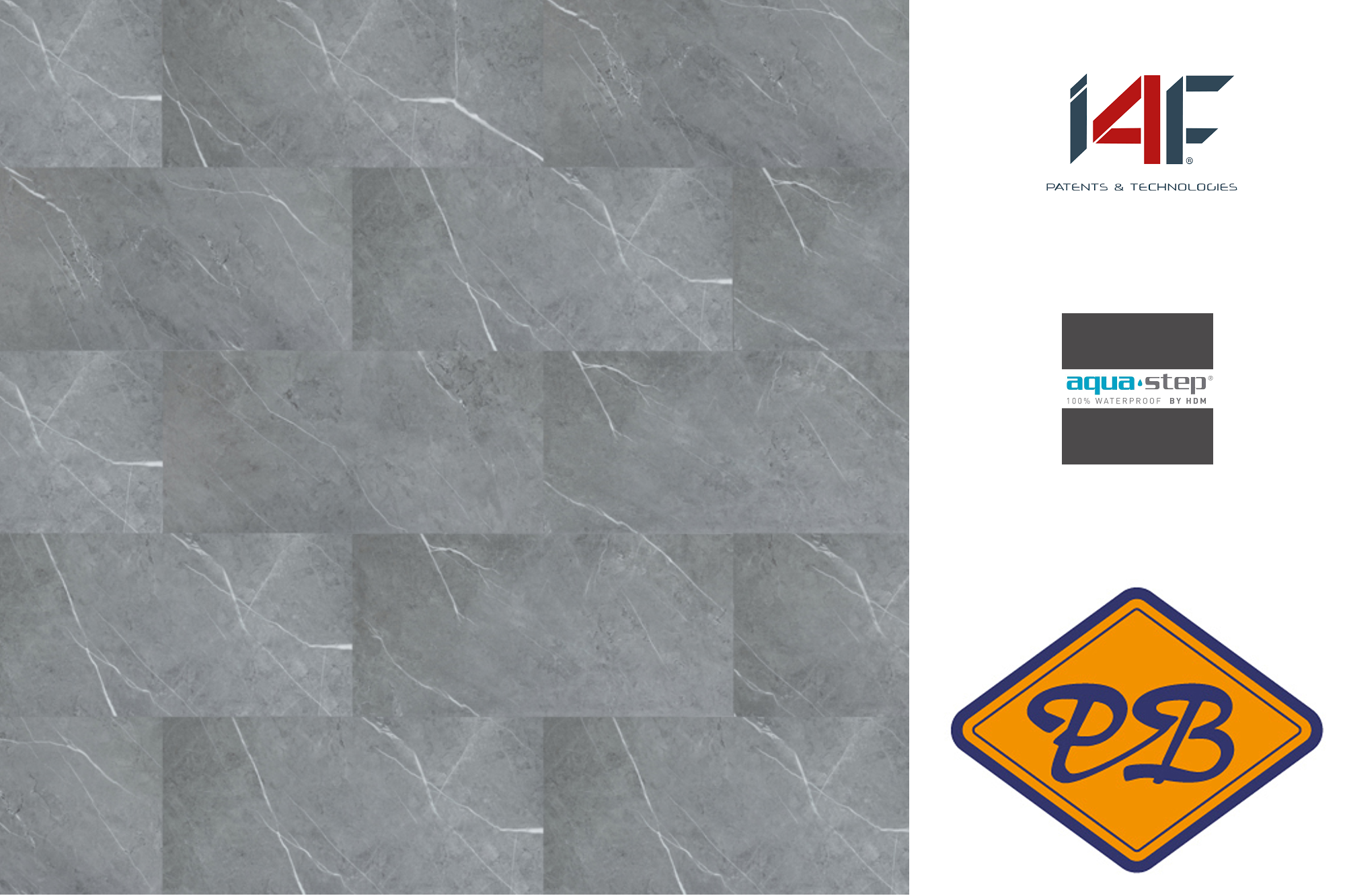 Afbeeldingen van HDM aqua step SPC vinyl click wand- en vloertegel Hawick L 4mmx30,5x61cm (per pak van 12 stuks=2,23m²)