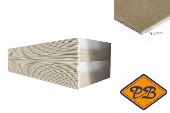 Afbeeldingen van gipswandplaat 2-zijdig afgeschuinde kant 12,5mmx120x300cm (per pallet van 50 stuks)