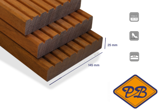 Afbeeldingen van tali vlonderplank met enkelzijdig lotus profiel 25x145mm