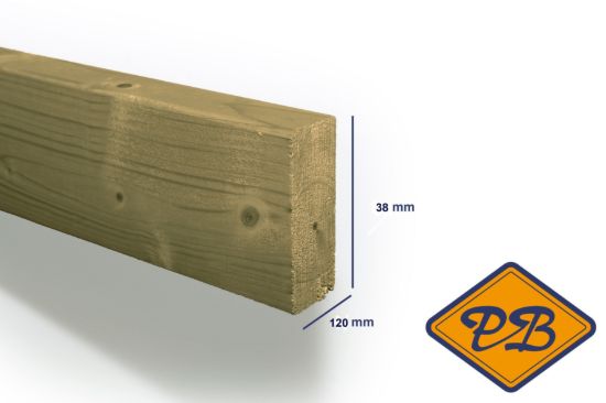 Afbeeldingen van vurenhout klasse C geschaafd SLS staander verduurzaamd 38x120mm