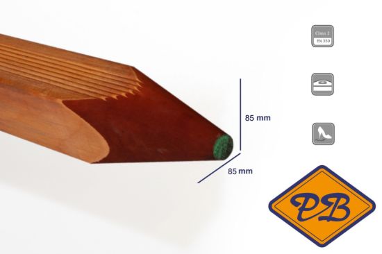 Afbeeldingen van hardhout paal geschaafd met punt 85x85mm