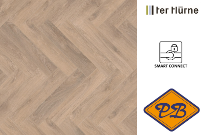 Afbeeldingen van Ter Hürne IKO smart connect HB clic laminaat eiken chalet visgraat strook 10mmx12,6x63cm (per pak van 9 stuks universeel=0,71m²)