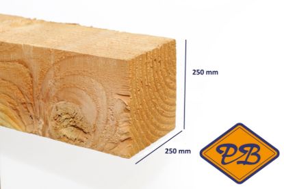 Afbeeldingen van douglas paal fijnbezaagd 4-EX gezaagd 250x250mm