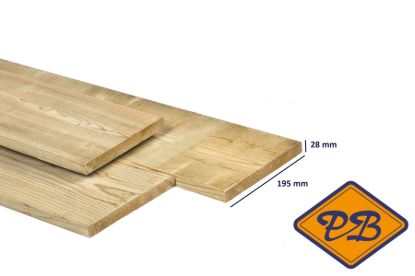 Afbeeldingen van vurenhout klasse C jumbo vlonderplank geschaafd ronde hoek verduurzaamd 28x195mm