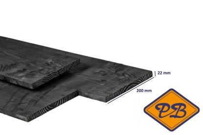 Afbeeldingen van Douglas tuinplank fijnbezaagd zwart geïmpregneerd 22x200mm