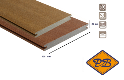 Afbeeldingen van Fiberdeck® WPC XXL terrasplank massief met BI COLOR profiel exotics  yellow/red 23x138mm