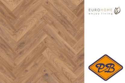 Afbeeldingen van Euro Home DESIGN twin clic laminaat K450 Firebrand eiken visgraat strook 8mmx12,6x63cm (per pak van 11 stuks universeel=0,873m²)