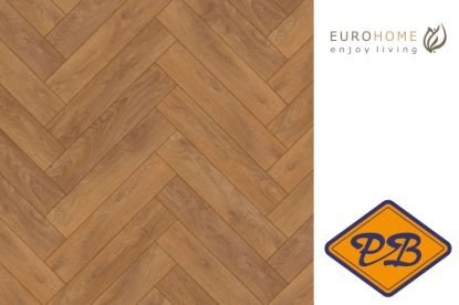 Afbeeldingen van Euro Home DESIGN twin clic laminaat 8573 Harlech Eiken visgraat strook 8mmx12,6x63cm (per pak van 11 stuks universeel=0,873m²)