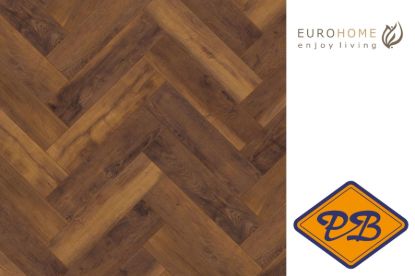 Afbeeldingen van Euro Home DESIGN twin clic laminaat K411 Laguna eiken visgraat strook 8mmx12,6x63cm (per pak van 11 stuks universeel=0,873m²)
