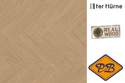 Afbeeldingen van Ter Hürne HYWOOD click IT easy HB fineerparket visgraat strook eiken Spessart fijn geborsteld mat gelakt 11mmx12,9x77,4cm (per pak van 10 stuks A + 10 stuks B =1,99m²)