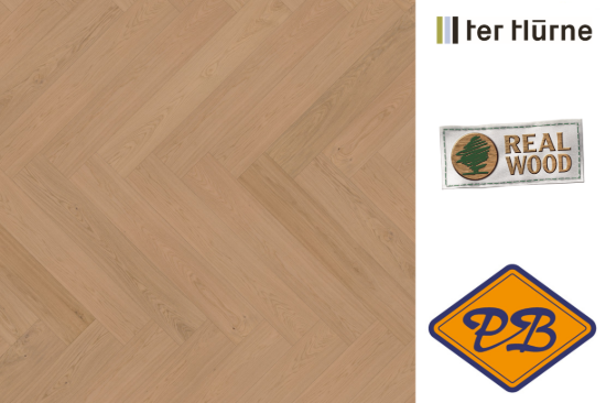 Afbeeldingen van Ter Hürne HYWOOD click IT easy HB fineerparket visgraat strook eiken Tayrona fijn geborsteld mat gelakt 11mmx12,9x77,4cm (per pak van 10 stuks A + 10 stuks B =1,99m²)