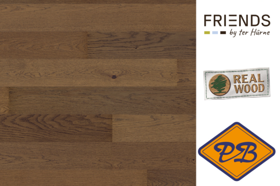 Afbeeldingen van FRIENDS by Ter Hürne CLICKitEASY Pro Fineerparket landhuisdeel eiken Claire geborsteld mat gelakt 9mmx18,2x199,7cm (per pak van 7 stuks=2,54m²)