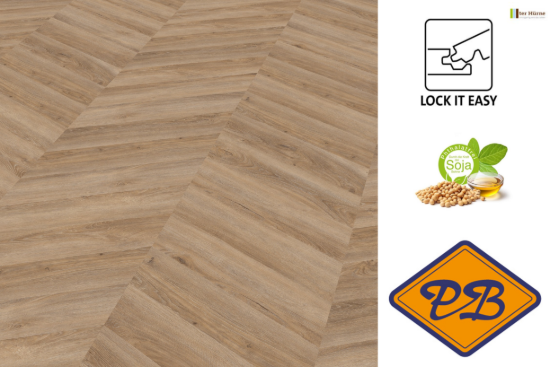 Afbeeldingen van Ter Hürne PERFORM SPC vinyl lock it easy Chevron strook eiken Malaga 6mmx14,5x66,5cm (per pak van 12 stuks universeel=1,15m²)