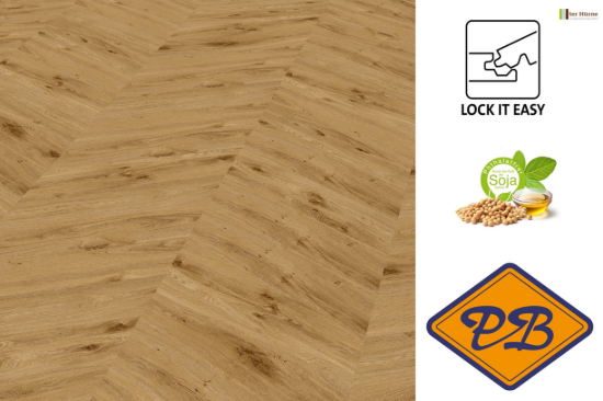 Afbeeldingen van Ter Hürne PERFORM SPC vinyl lock it easy Chevron strook eiken York 6mmx14,5x66,5cm (per pak van 12 stuks universeel=1,15m²)