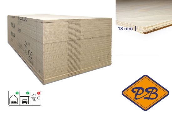 Afbeeldingen van underlayment Fins-vuren multiplex wbp tong & groef 2-zijden 18mmx244x122cm (per pak van 55 platen)