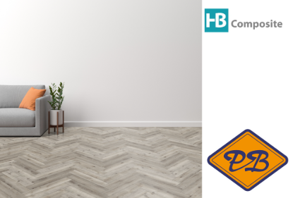 Afbeeldingen van HB Composite aqua SPC vinyl click visgraat wand- en vloer strook LUXURY Residential Oak 4,5mmx15x75cm (per pak van 9 stuks A + 9 stuks B =2,03m²)