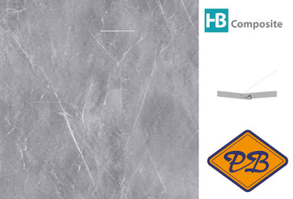 Afbeeldingen van HB Composite aqua SPC vinyl SUPERIOR click I4F wand- en vloer tegel Marble grey ultramat 4mm