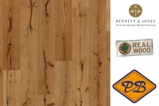 Afbeeldingen van Bennett & Jones Grand Houses No.35 Arundel lamelparket landhuis royaal eiken intense, diep geborsteld, zaagsporen, naturel geolied 15mmx30,5x240cm (per pak van 4 stuks=2,92 m²)
