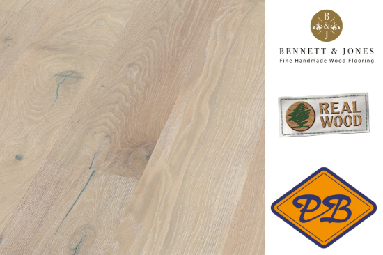 Afbeeldingen van Bennett & Jones Shire Landscapes nr. 30 Cotswolds click lamelparket landhuisdeel, eiken tradition, handgeschaafd, geborsteld, wit gebeitst, wit geolied 14mmx22x220cm (per pak van 6 stuks=2,90m²)